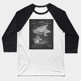 Typewriter Patent - Editor Writer Home Office Décor Art - Black Chalkboard Baseball T-Shirt